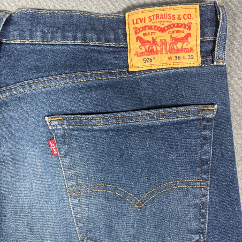505™ Regular Fit Levi's Flex Stretch Men's Jeans 36x32 - Roth Medium Wash - Picture 2 of 6